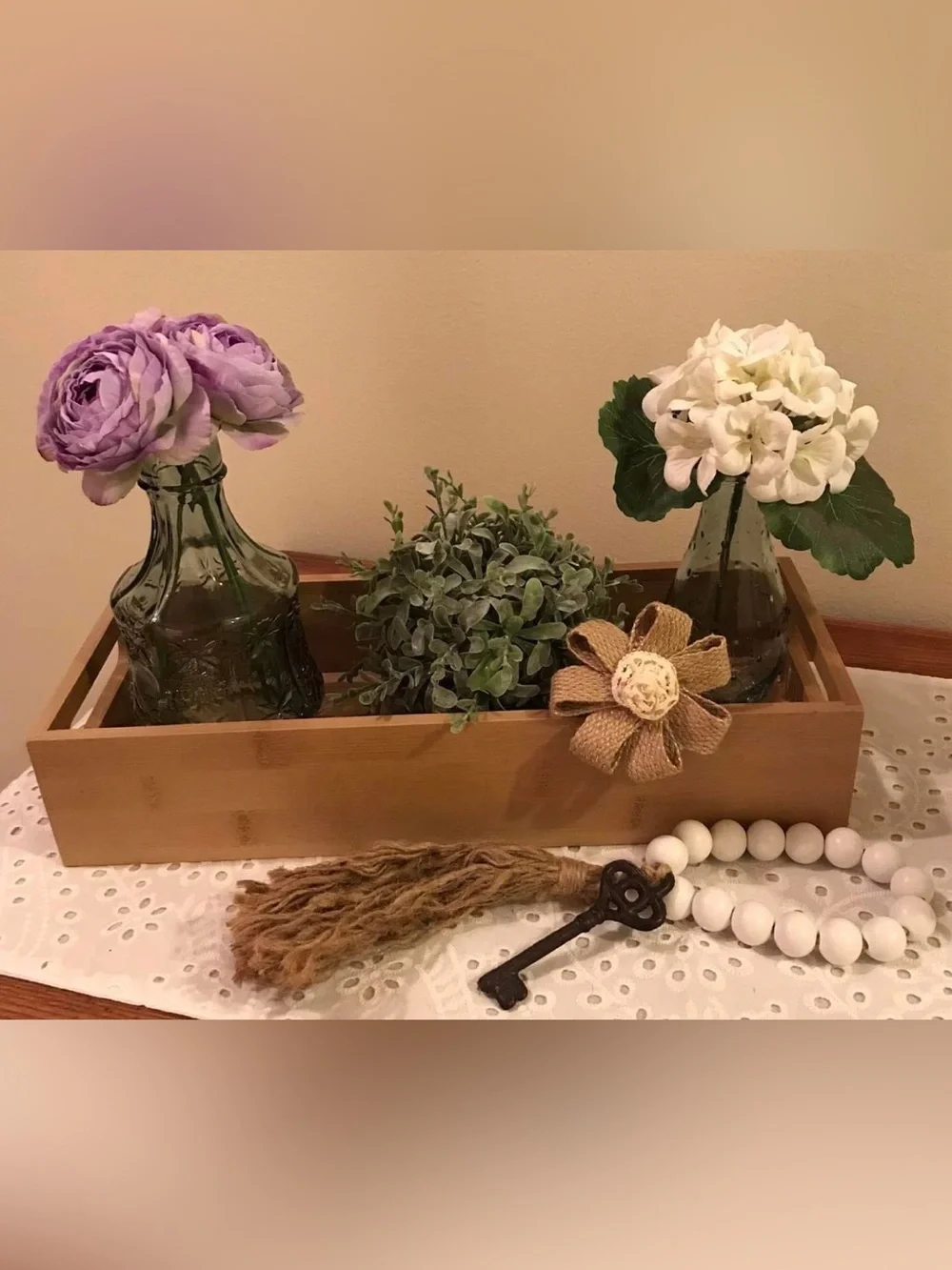 Natural Bamboo Bath Caddy Tray - Tan EUC!